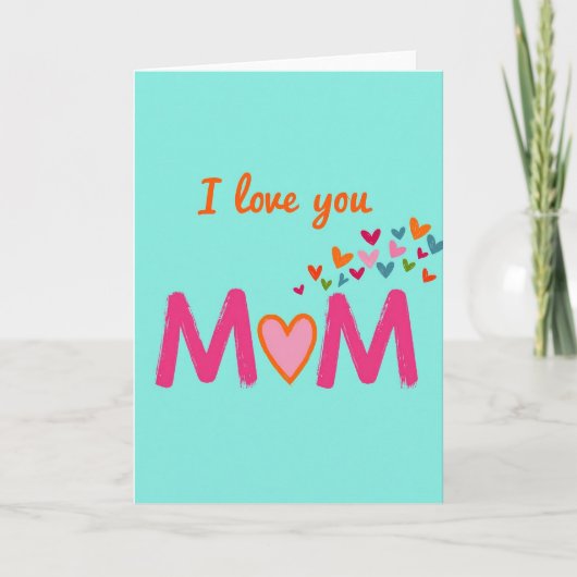 I Love You Mom Heart Burst Card カード (正面)