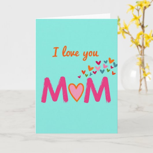 I Love You Mom Heart Burst Card カード (黄色い花)