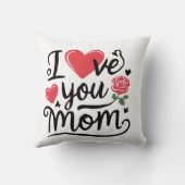 I Love You Mom Heartfelt Kids Design クッション (裏面)