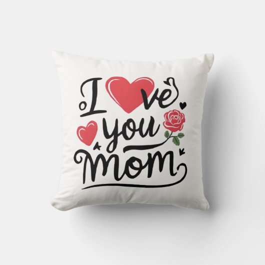 I Love You Mom Heartfelt Kids Design クッション (正面)