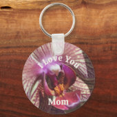 I Love You Mom Orchid Flower Up Close  キーホルダー (正面)