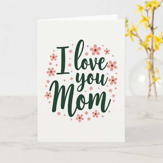 I Love You Mom Script Art Card カード (黄色い花)