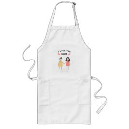 I Love You Mom T-Shirt.Cute Mother's Day Gift ロングエプロン