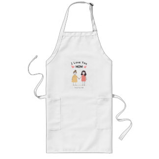 I Love You Mom T-Shirt.Cute Mother's Day Gift ロングエプロン