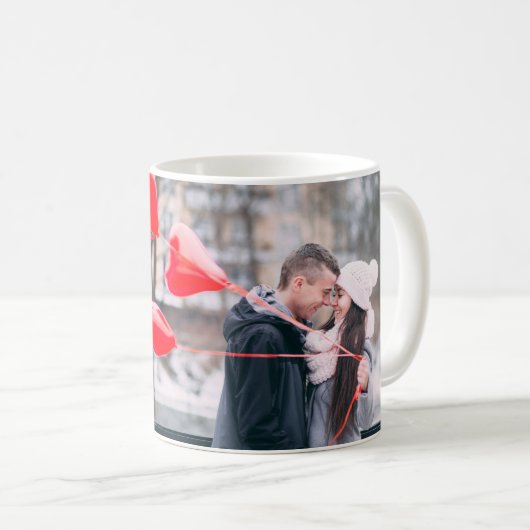 I Love You More Brushedハートパーソナライズされた写真 コーヒーマグカップ (正面右)