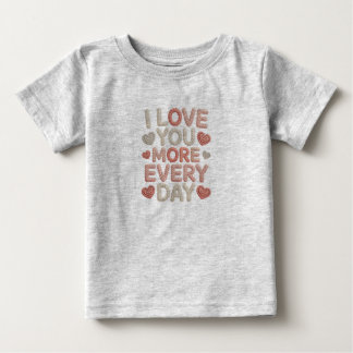 "I Love You More Every Day" Knitted Text & Crochet ベビーTシャツ