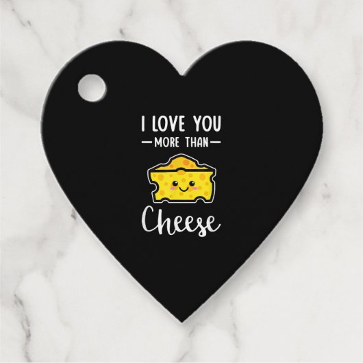 I Love You More Than Cheese Funny Kawaii Valentine フェイバータグ (正面)