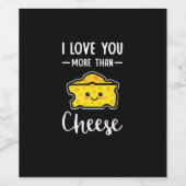I Love You More Than Cheese Funny Kawaii Valentine ワインラベル (シングルラベル)