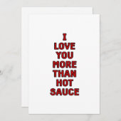 I Love You More Than Hot Sauce Funny Valentines Ca シーズンカード (正面/裏面)