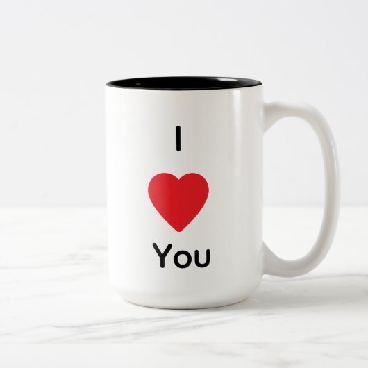 I Love You Mug – Simple Romantic Heart Design ツートーンマグカップ (右)