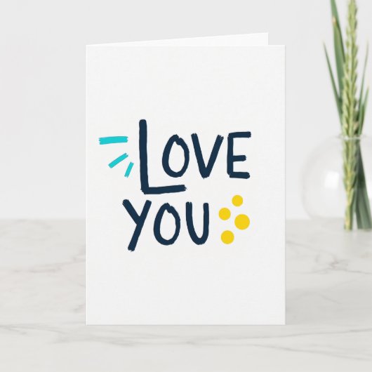 I Love You Navy Teal Art Card カード (正面)