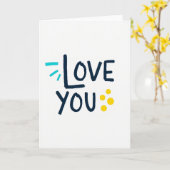 I Love You Navy Teal Art Card カード (黄色い花)