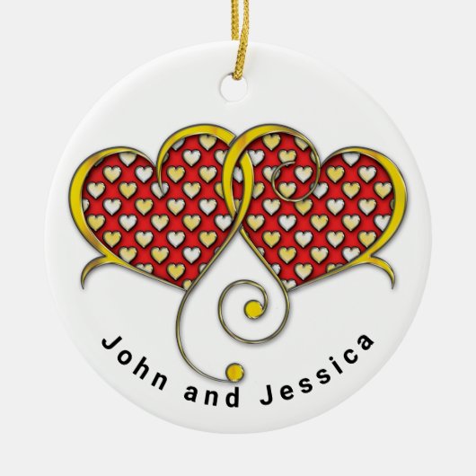 I Love You Noteカードデザイン セラミックオーナメント (正面)