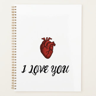 I LOVE YOU" Notebook with Anatomical Heart Artwork プランナー手帳