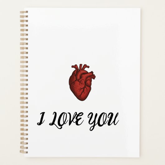I LOVE YOU" Notebook with Anatomical Heart Artwork プランナー手帳 (正面)