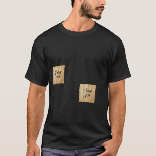 "I Love You" Notes Minimalist Black T-Shir Tシャツ (正面)