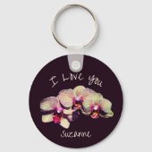 I Love You Orchid Flower Trio Personalized キーホルダー (裏面)