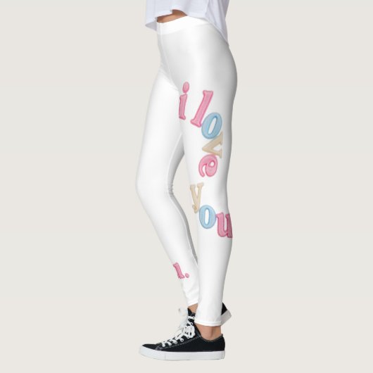 "i love you" Patch Art Leggings | Aesthetic Print レギンス (左)