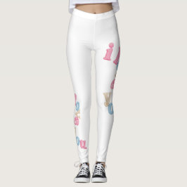 "i love you" Patch Art Leggings | Aesthetic Print レギンス