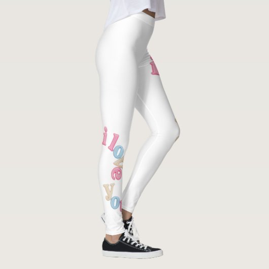 "i love you" Patch Art Leggings | Aesthetic Print レギンス (右)
