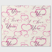I Love You - Pink Floatingハート ラッピングペーパー (フラット)