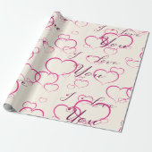 I Love You - Pink Floatingハート ラッピングペーパー (アンロールド)