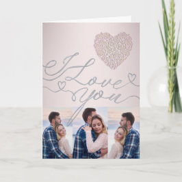 I Love You Pink Heart Photo Collage カード