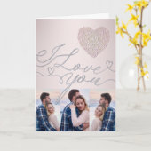 I Love You Pink Heart Photo Collage カード (黄色い花)