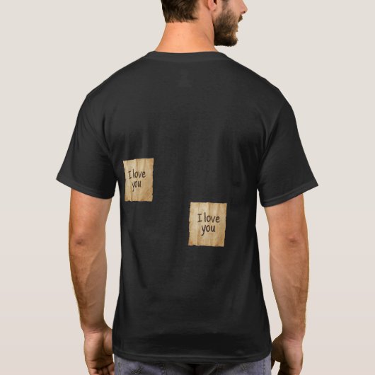 "I Love You" Post-it Notes Minimalist Black T-Shir Tシャツ (裏面)