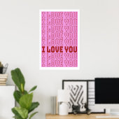 I Love You Print Valentine's Day Typography Art ポスター (ホームオフィス)