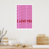 I Love You Print Valentine's Day Typography Art ポスター (キッチン)