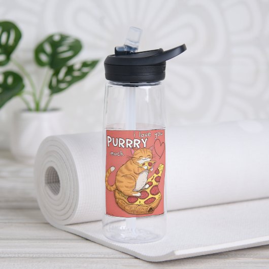 I Love You Purrry Much Funny Cat Lover Gift  ウォーターボトル (ヨガ (回転後))