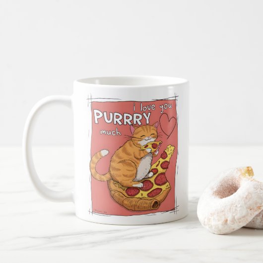 I Love You Purrry Much Funny Cat Lover Gift  コーヒーマグカップ (ドーナツ)