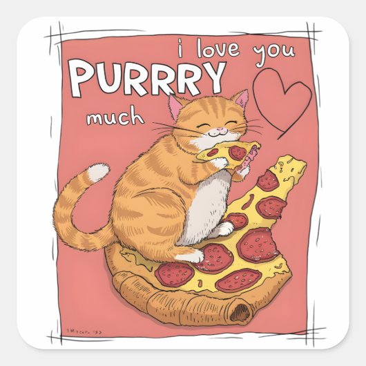 I Love You Purrry Much Funny Cat Lover Gift  スクエアシール (正面)