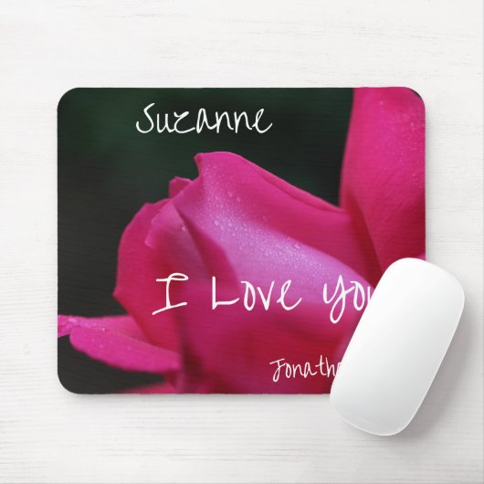I Love You Red Rosebud Personalized マウスパッド (マウス)