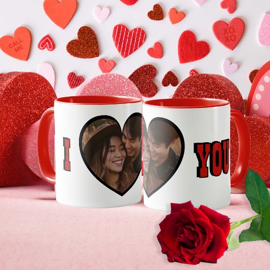 I Love You Romantic赤いハート写真 マグカップ