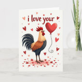 I Love You Rooster Card カード (正面)