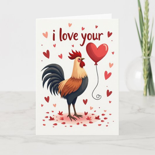 I Love You Rooster Card カード (正面)