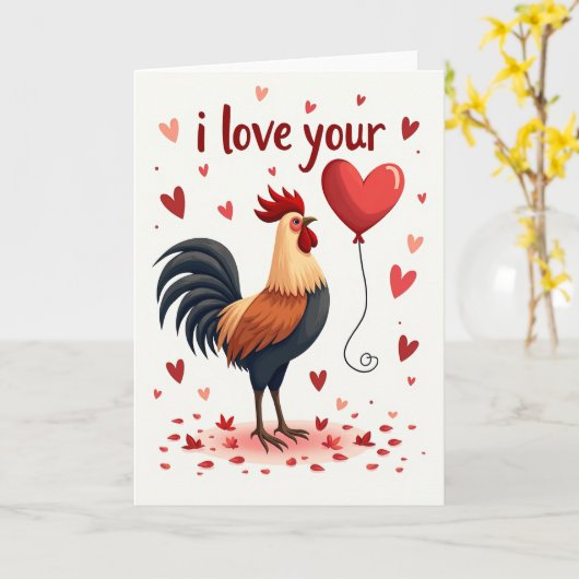 I Love You Rooster Card カード (黄色い花)