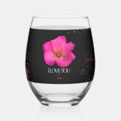 I Love You - Rose -Valentines Personalized Trendy ステムなしワイングラス (正面)