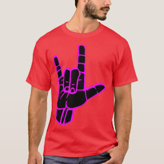 I LOVE YOU sign black hand white outline Sign lang Tシャツ