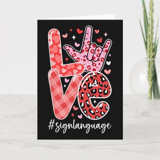 I Love You Sign Language Asl Valentine's Day Deaf  カード (正面)