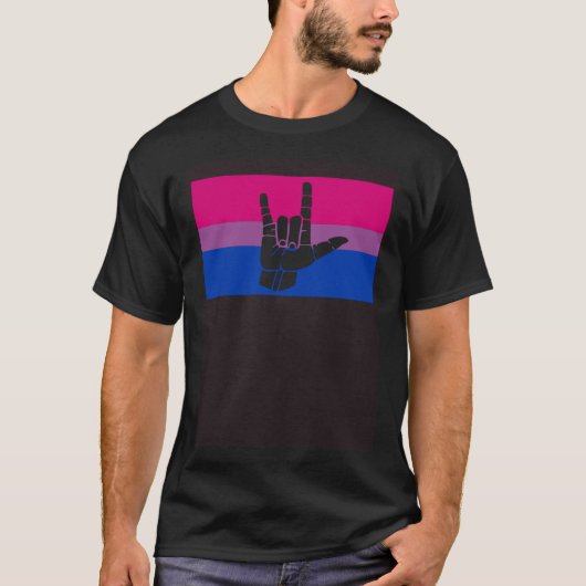 I Love You Sign Language Gay Bisexual Pride Flag Q Tシャツ (正面)