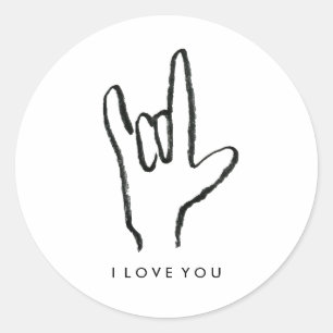 I Love You Sign Language Stickers ラウンドシール