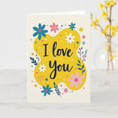 I Love You Simple Flower Card カード (黄色い花)