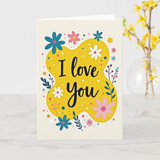 I Love You Simple Flower Card カード (黄色い花)