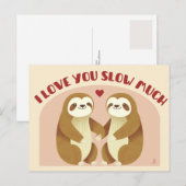 I love you slow much - Je t'aime couple paresseux ポストカード (正面/裏面)