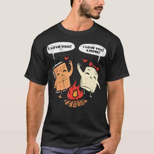 I Love You Smore Funny Camping Couple Camper Men W Tシャツ (正面)