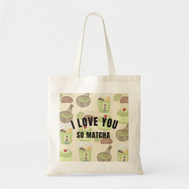 "I Love You So Matcha" おしゃれなキャンバストートバッグ - トートバッグ