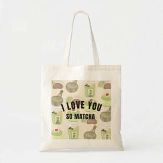 "I Love You So Matcha" おしゃれなキャンバストートバッグ - トートバッグ